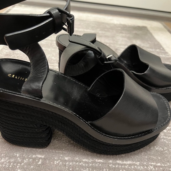 Celine Black Leather Platform - Picture 1 of 5